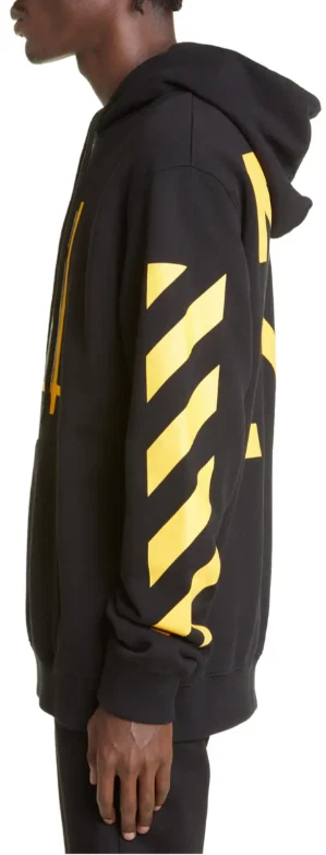 OFF WHITE Felpa con cappuccio bianca Caravaggio pittura grafica nera taglia XL