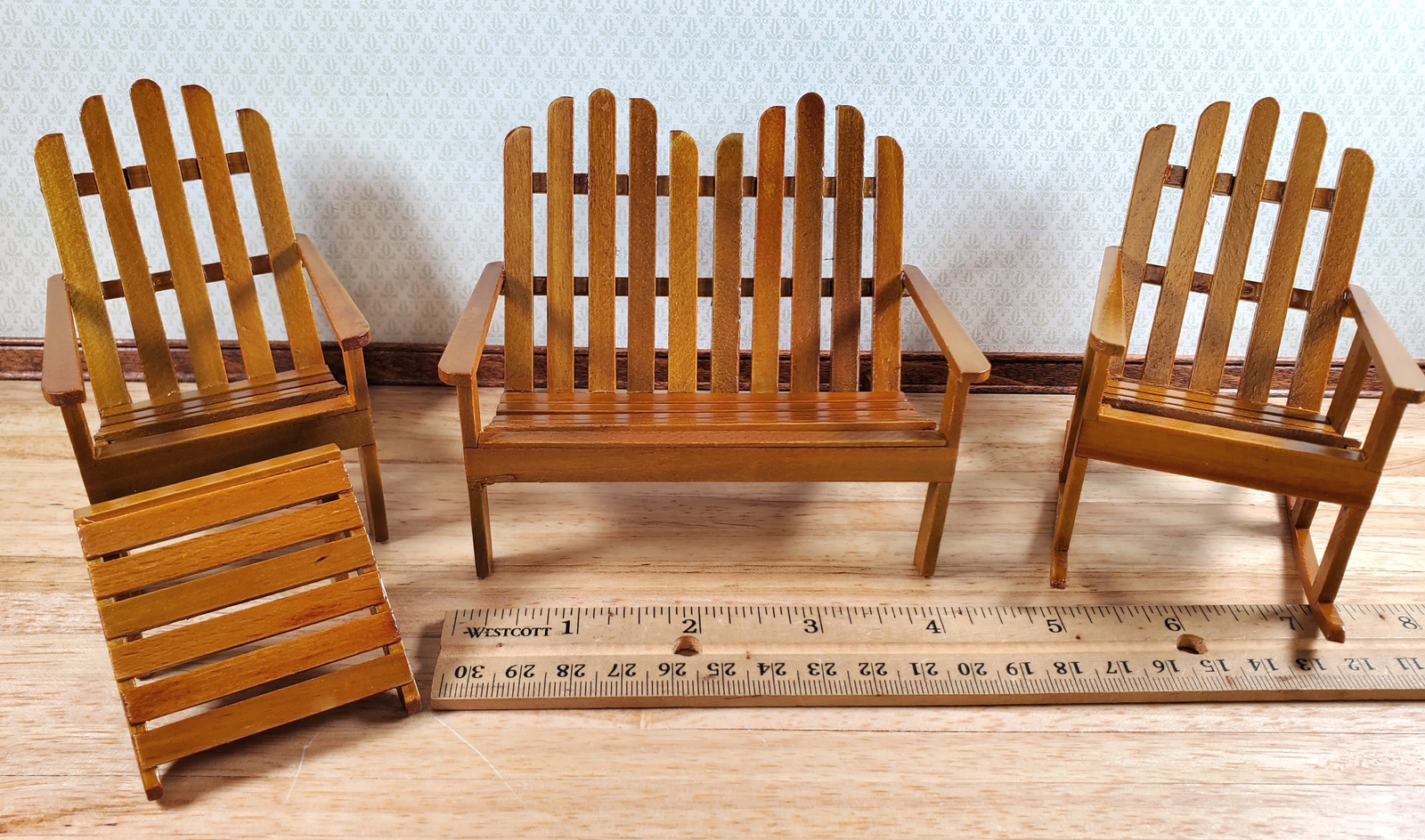 Dollhouse Adirondack Set Chair Rocker Table ++ 112 Scale Miniature
