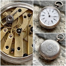   Antique  Silver 0.800  Cylindre old pocket watch 8 Jewels