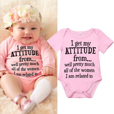 Newborn Infant Baby Girl Funny Letter Romper Jumpsuit Soft Clothes