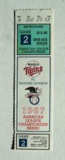 1987 Minnesota Twins A.L. Championship Series Ticket Game 2 UNUSED 
