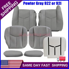 Both Side Replacement Leather Seat Cover Gray For 2003-2006 GMC Sierra 1500 2500