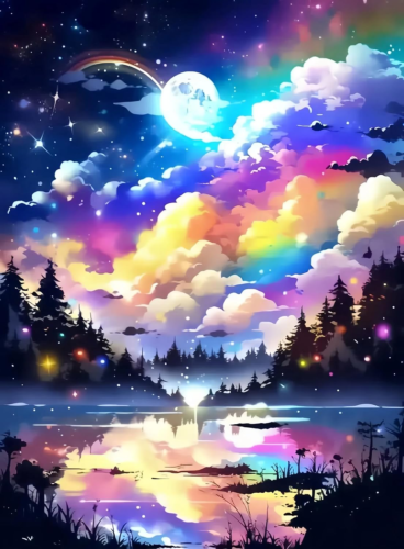 Diamond Painting Kits for Adults, Colorful Night Sky 5D Diamond Art Painting by