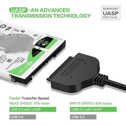 USB3.0 to SATA dapter Cable 22 pin 2.5 inch HDD/SSD Hard Disk Laptop Extra Power - Picture 5 of 6