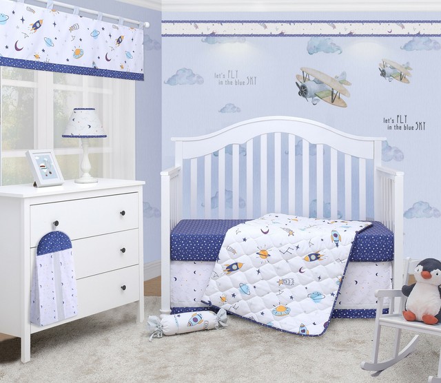 6-Piece Blue Outer Space Galaxy Baby Boy Nursery Crib ...