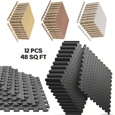 12~24 Interlocking Heavy Duty EVA Foam Gym Flooring Mat Floor Mats Tiles 60x60cm - image 1 of 4