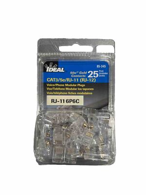 IDEAL 85-345 Voice/Phone Modular Plugs CAT3/5e/RJ-11 (25 PACK)