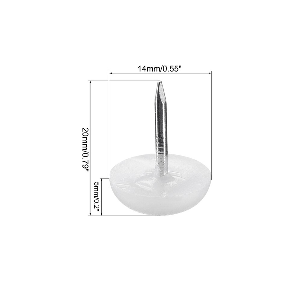 Furniture Feet Nail Chair Table Leg Protector Pad 14mm Dia White