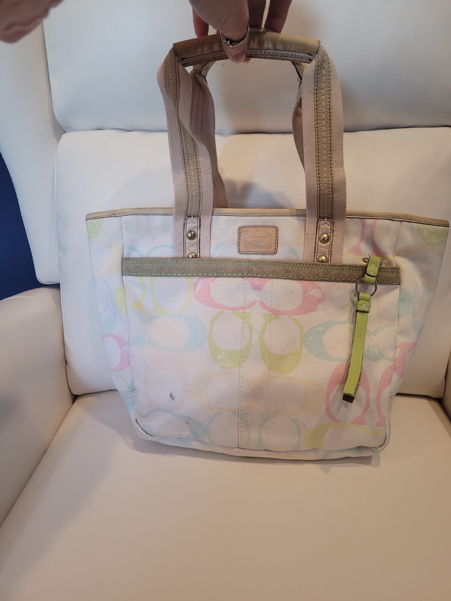 Vintage COACH HAMPTON SCRIBBLE Signature Cloth Tote