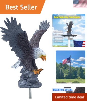 Eagle Flag Pole Topper, Eagle for Flagpole Topper, Durable Resin Construction...