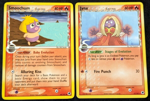 2 x Smoochum & Jynx Pokemon Cards - /101 Ex Dragon Frontiers 2006 (A2) - Picture 1 of 2