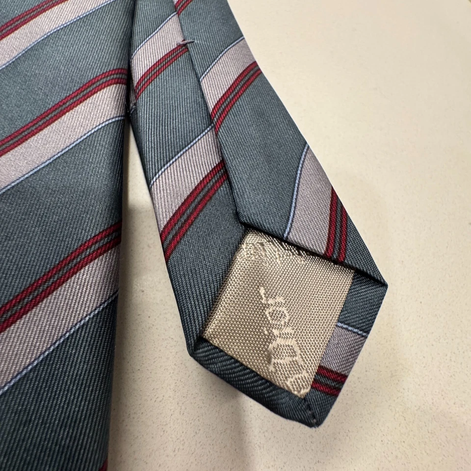 Vintage Christian Dior Tie Blue Stripe 100% Silk Signature Designer Paris Neck - Image 3 of 4