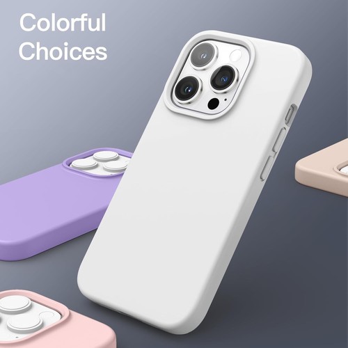 Silicone Case for 14 Pro Max 6.7'' Shockproof, Silky Soft, Full-Body White - Picture 2 of 5