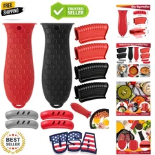 10-Pack Silicone Pot Handle Covers - Heat Resistant & Non-Slip for Safe Handling