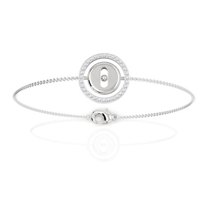 0.25 Ct Round Circle Charm Lab Grown Diamond Bracelet 18k White Gold