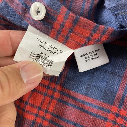 Proper Cloth Button Down Shirt Mens 3XL Red Blue Plaid Flannel John Purdy - Picture 6 of 10