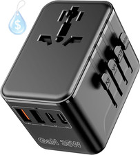 Universal Travel Adapter 35W Gan, 6-In-1 International Plug Power Adapter