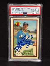 KEN GRIFFEY JR. MARINERS SIGNED AUTO 1989 BOWMAN TIFFANY ROOKIE PSA 8 AUTO 10
