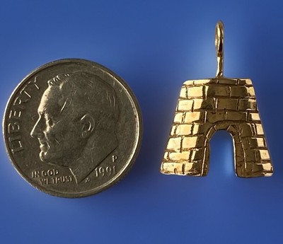 Vintage 1950er 14K Gold Charm Anhänger St Croix Brick Cruzan Danish Windmill 1'' RAR