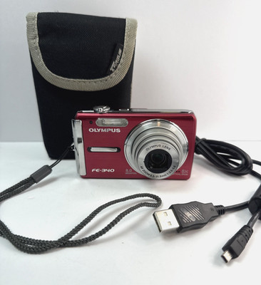 Olympus FE-340 Red 2.7'' Screen 8.0MP 5x Optical Zoom Digital Camera Tested/works