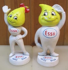 ESSO OIL DROP CAST IRON BANKS ANDY & ABBY SLICK 9" TALL