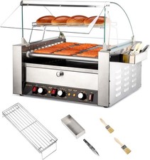 Commercial Electric Large 18/30 Hot Dog 7/11 Roller Grill Cooker Machine w/Cover
