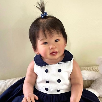 28'' Painted Reborn Baby Doll Toddler Girl Hand-Rooted Short Hair Cloth Body Gift