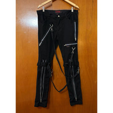 Tripp NYC Black Bondage Pants Zippers Straps Silver Hardware Goth Size 30 x 31