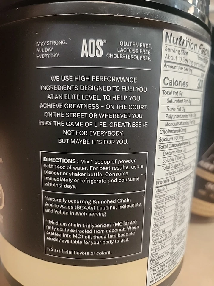 (2) Proteína de suero en polvo AOS vainilla 32 oz+ caducidad 10/25 barato azúcar/lactos venta gratuita Foto 3 de 3
