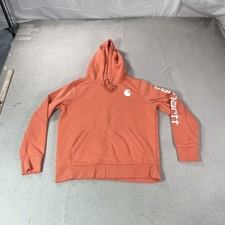 Carhartt Hoodie Youth Medium 8-10 Orange Pullover Fleece Relaxed Fit Sweatshirt