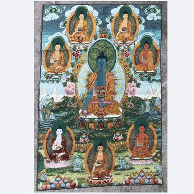  Buddha Thangka Embroidery Brocade 90cm 35.4in Tibetan Wall Painting Decoration