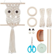 Macrame Owl Kit for Adults - DIY Wall Hanging Decor, Cotton Rope