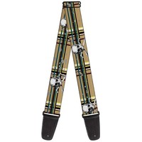 Guitar Strap - Skull & Cross Bones Plaid Tan (Us Import) Acc Neu