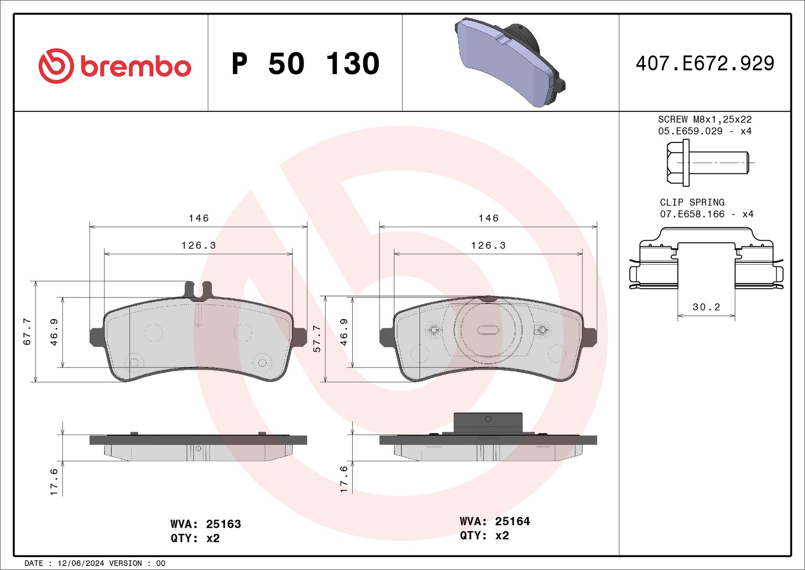 Brembo P50130 Bremsbelagsatz für Scheibenbremse Bremsbelagsatz - Bild 5