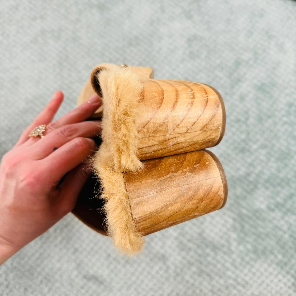 SUELA DE MADERA TACHONADA MARRÓN CLARO STEVE MADDEN BROOKYLN ZUECO MULA FORRADO SHERPA 8,5 Foto 4 de 4