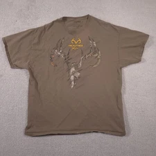 Realtree Shirt Mens 2XL Brown Camo Antler Logo Hunting Outdoor Graphic Tee