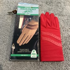 Vintage Women  s L  eggs Sheer Energy Gloves Red Pair