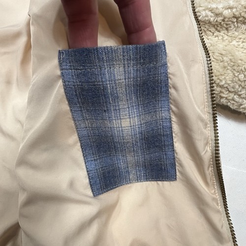 Pendleton Jacket Women's L Beige Heather Sherpa Fleece Full Zip Plaid Lined Camp - Picture 11 of 14