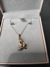 Diamonique Gold Gilt 925 Silver Pave Mermaid Charm Necklace Chain