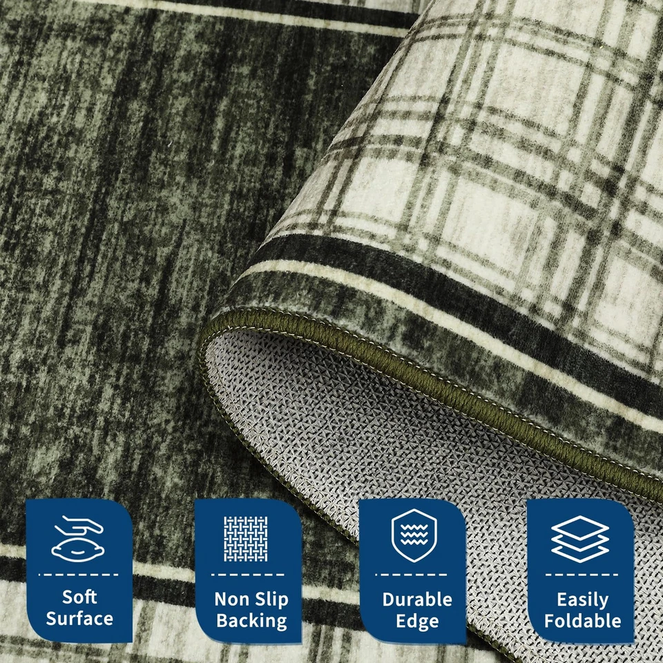 Alfombras de Navidad Lavables para Salón 9x12 Ultra Suaves Antideslizantes A Cuadros Ru... Foto 2 de 4