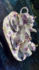 8 Piece Miniature Purple Violet Gold Trim Floral Tea Set