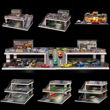 Diorama 1/64 Diecast Car Garage Model LED Repair Parking Lot Scene Display Model