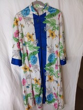 Vintage Evelyn Pearson Retro Zip Up Robe 60s 70s Floral One Size Petite
