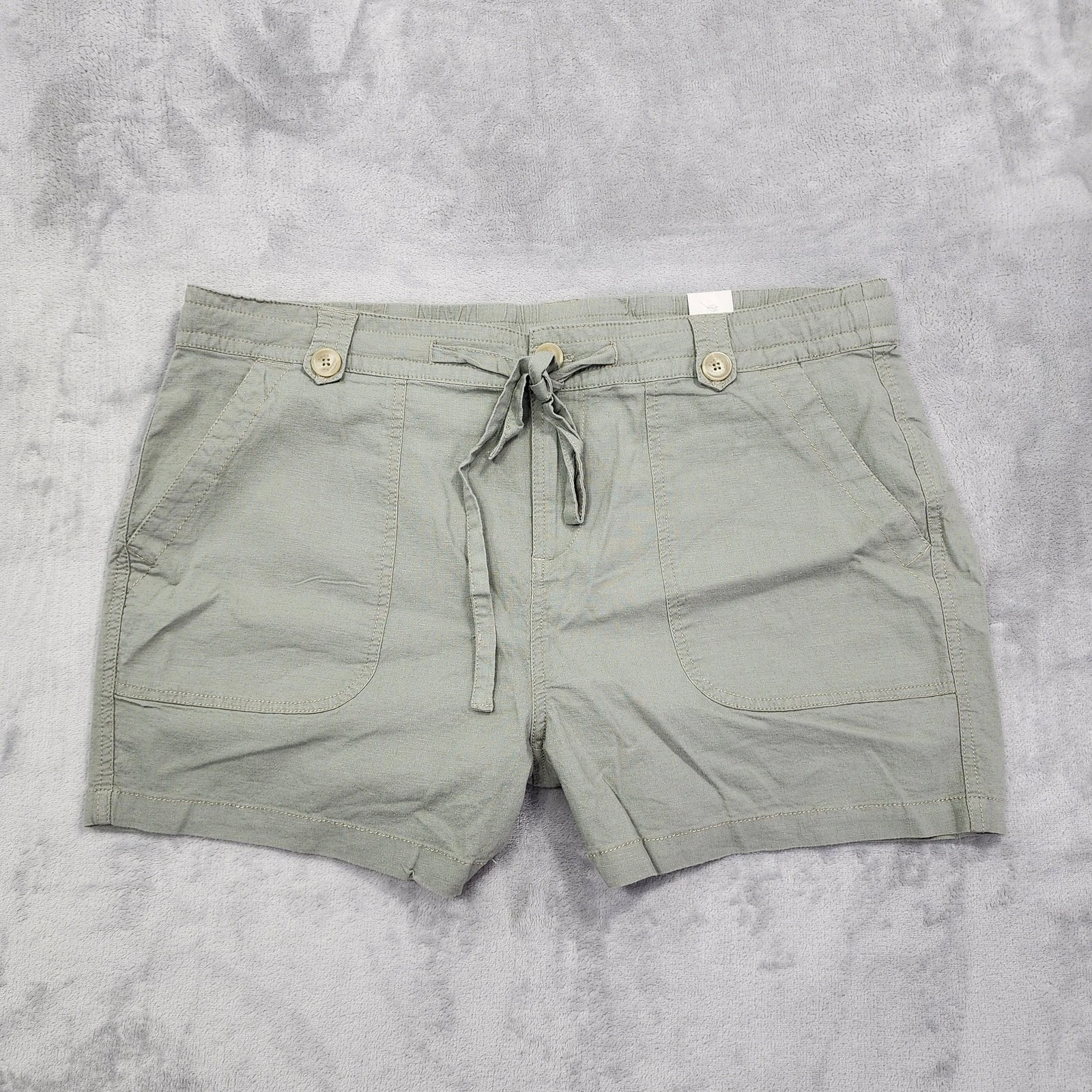 NEW Torrid Shorts Womens 12 Green Linen Blend Pull On Chino Drawstring Casual