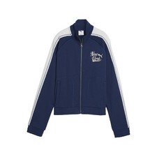 PUMA T7 Always On Nyc Short Full Zip Track Jacket Womens Blue Casual Athletic Ou