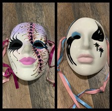2 Vintage Hand Painted Decorative Mardi Gras Masks