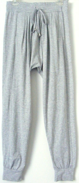 FACE OFF Crop PANTS grey Drop crotch Harem culottes drawstring ~ Women sz 10