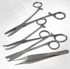 4Pcs Suture Removal Kit Needle Holder Thumb Forceps Scissors Surgical Instrument