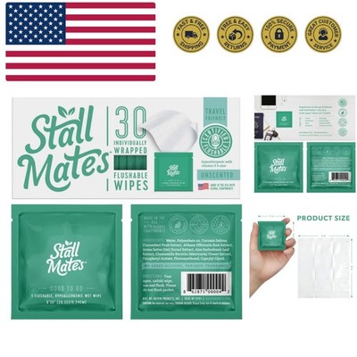 Wipes - Flushable Wipes, Individually Wrapped, Travel Friendly, Unscented wit...