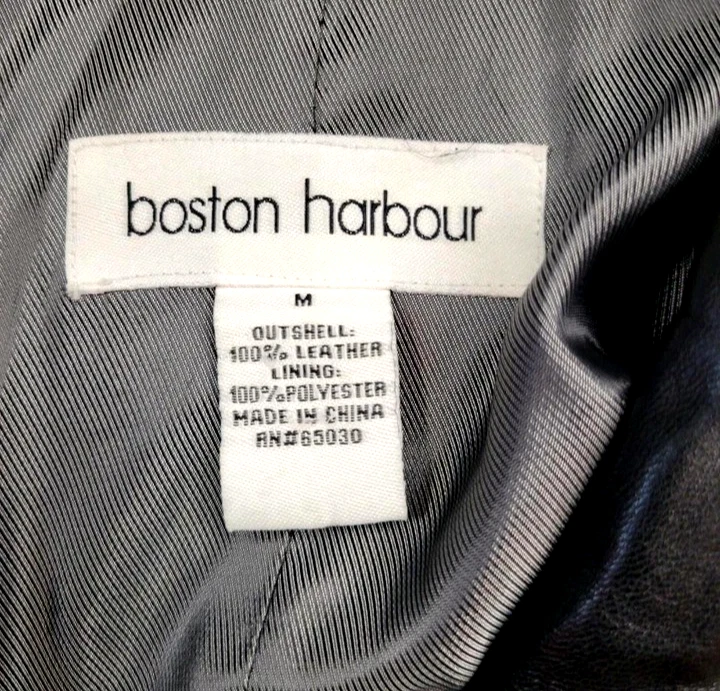 Chaqueta Boston Harbour Mujer Mediana Cuero Negro Cremallera Frontal Clásico Forrado Abrigo Foto 2 de 4
